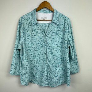 Royal Robbins Shirt Blue Size XXL Snap Button Roll Tab Sleeve Quick Dry Hiking